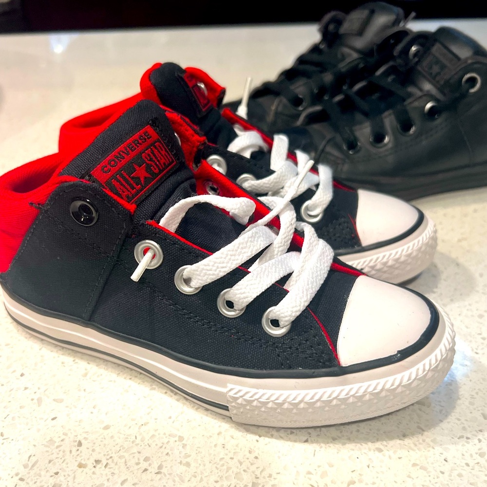 CONVERSE CHUCK TAYLOR Black & Red MID TOP and MID GS 'AXEL'